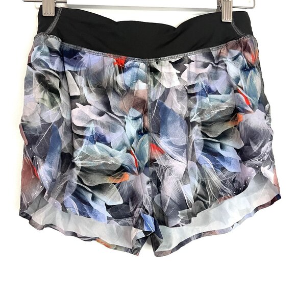 LULULEMON Blue Floral Fast and Free Reflective High-Rise Classic-Fit Short 3" Si - Picture 3 of 8